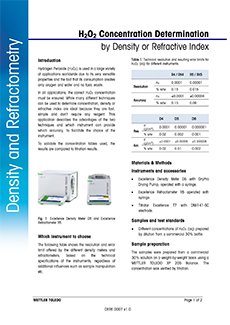 Hydrogen Peroxide determination by density and refractive index and compared with titration