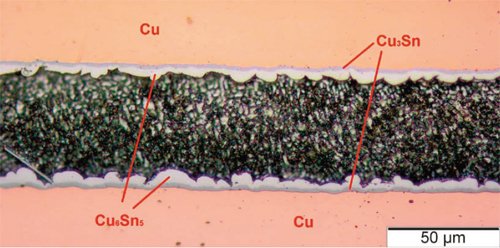 Figure 1. Polished microsection of an annealed solder joint.