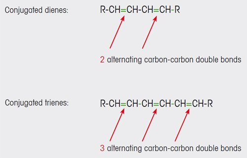 Figure 1. Conjugated carbon-carbon double bonds are formed in olive oil as a result of oxidation processes.