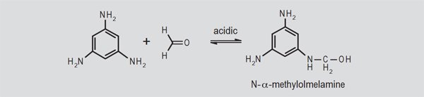 Fig. 2. Acid-catalyzed addition of formaldehyde to an amine group with the formation of a methylol group