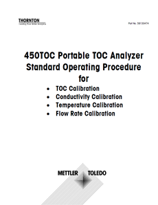 Standard Operating Procedure - 450TOC Portable TOC Analyzer