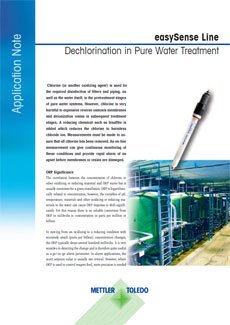 Application Note: easySense Line Dechlorination in Pure Water Treatment