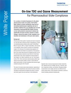 Misura in linea del TOC e dell'ozono per acque farmaceutiche