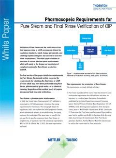 Pharmacopeia Requirements for Pure Steam and Final Rinse Verification of CIP