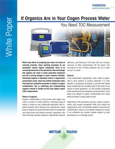 如果您的汽電共生製程水包含有機物，您需要進行 TOC 測量