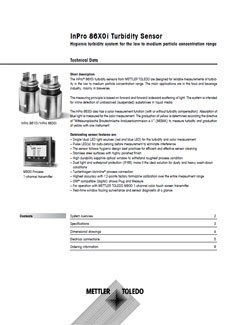 Technical Data: InPro 86X0i Turbidity Sensor