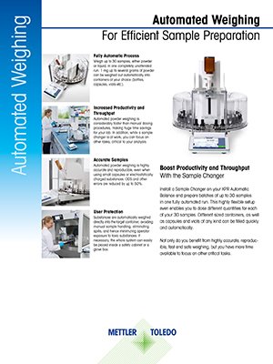 Datasheet: Sample Changer for XPR Automatic Balance