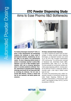 Snadné automatické dávkování sypkých materiálů pro farmaceutické a biotechnologické aplikace