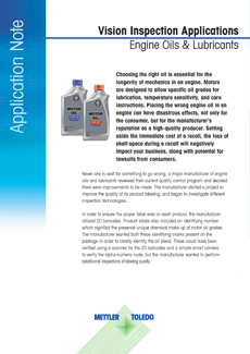 Vision Inspection for Engine Oils & Lubricants Application Note