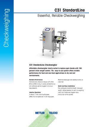C31 StandardLine Checkweigher | PDF Datasheet Download